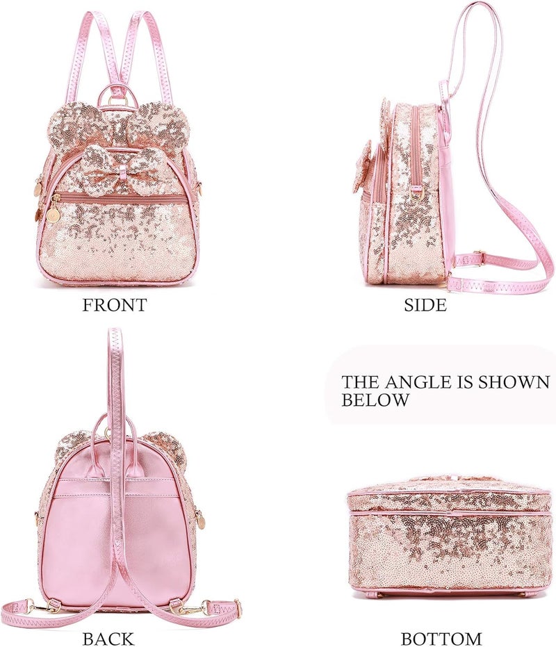 KL928 Girls Mini Backpack Bowknot Polka Dot Cute Small Daypacks Convertible Shoulder Bag Purse for Women - Image 5